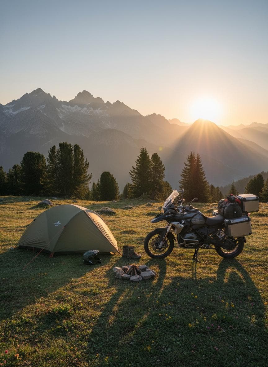 Waking up to this view. Solo motorcycle camping at its finest.